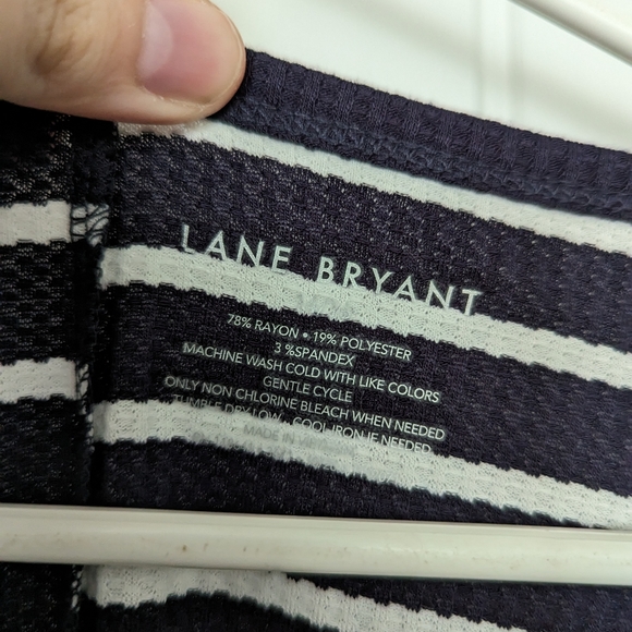 Lane Bryant keyhole top navy and white stripe - Picture 2 of 4